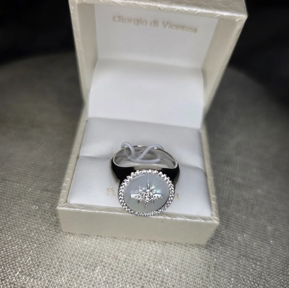 Giorgio di Vicenza Silver Starburst Ring with Mother of Pearl Size 8 - Picture 5 of 12